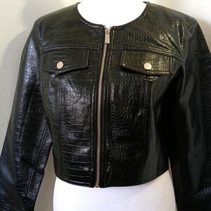 BCBG faux leather cropped jack